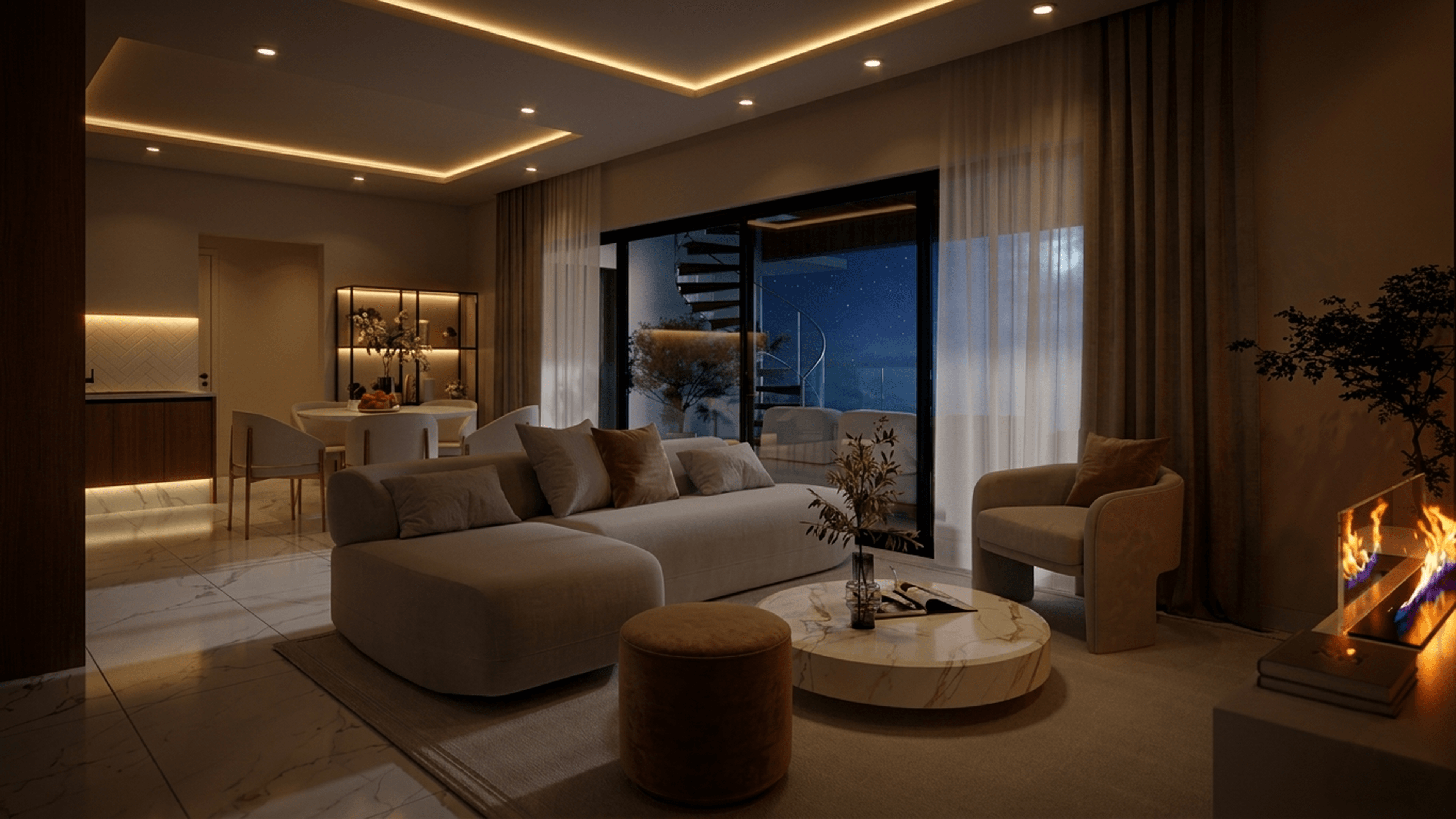 A stylish bedroom with a generous bed and a functional desk, blending comfort and modern design elements seamlessly.